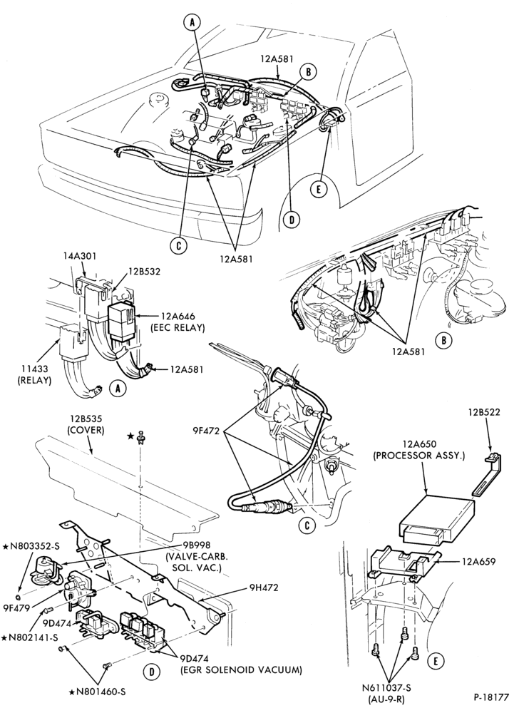 Схема 4 CYL. 2.3L (140 C.I.D.) HSC-Electronic engine control (E.E.C.)- w/E.E.C