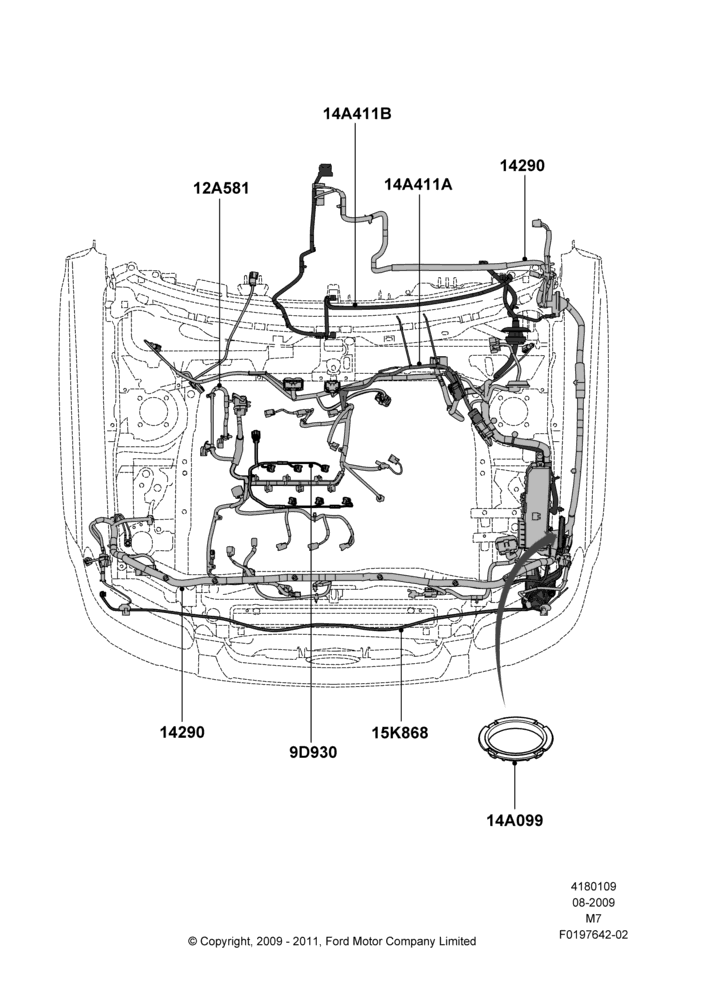 Схема Проводка двигателя и КПП, 3.0L 4V OHC V6 Duratec 230HP; 27.07.2009–29.04.2012