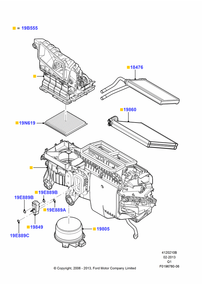 Схема Климат — внутренние компоненты, Dual Zone Auto Temp Control A/C; 06.11.2006–24.12.2014