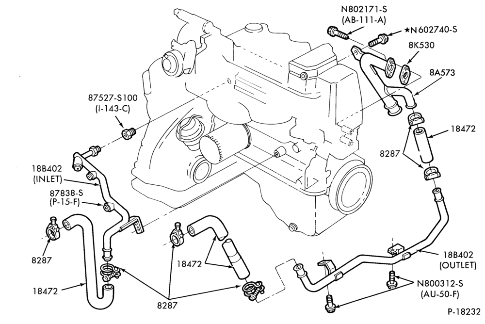 Схема AIR CONDITIONER-Heater and controls- hose installation - 4 cyl. 1.6L