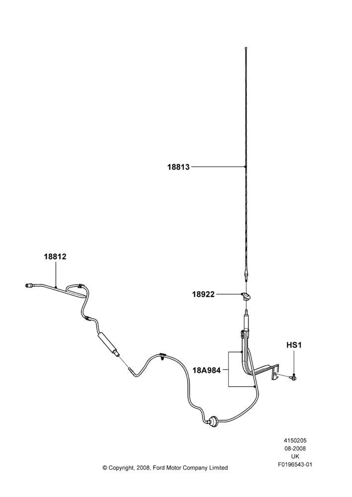 Схема Антенна, Fixed Radio Aerial, Less AM/FM Str/CD/Clk/Navig System, Less Radio Reception Equipment; 13.08.2008–29.10.2010
