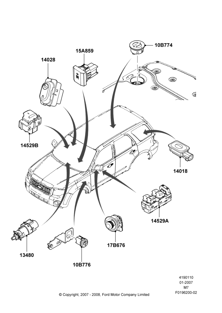 Схема Выключатели, Gas/Electric Hybrid; 08.01.2007–29.04.2012