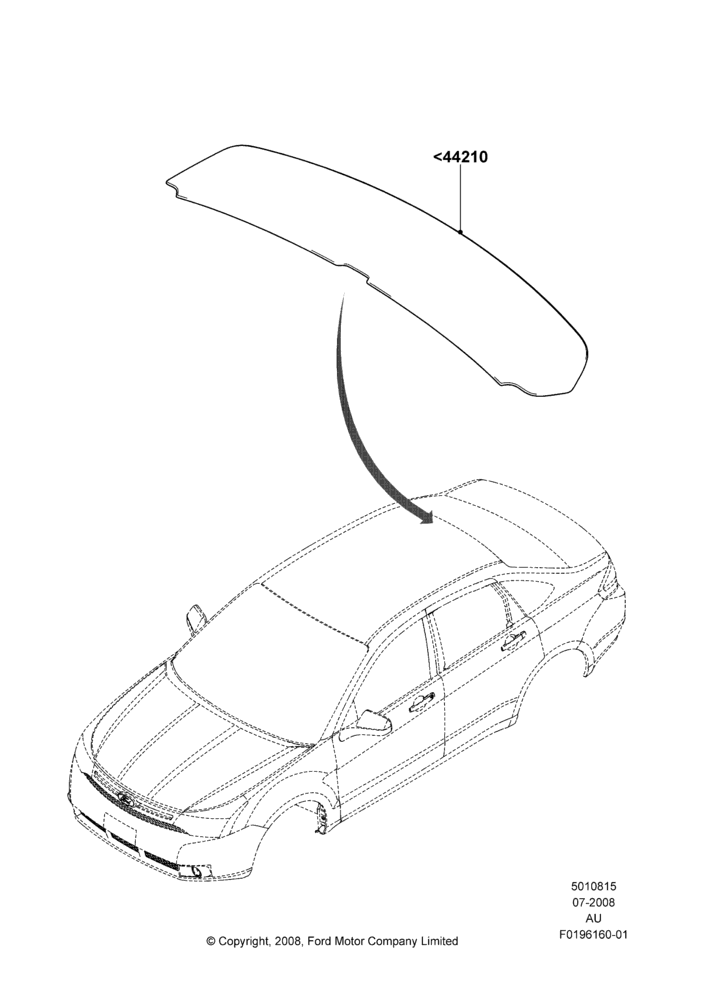 Схема Спойлер и детали, With Roof Spoiler, Production Installed; 21.07.2008–07.12.2010