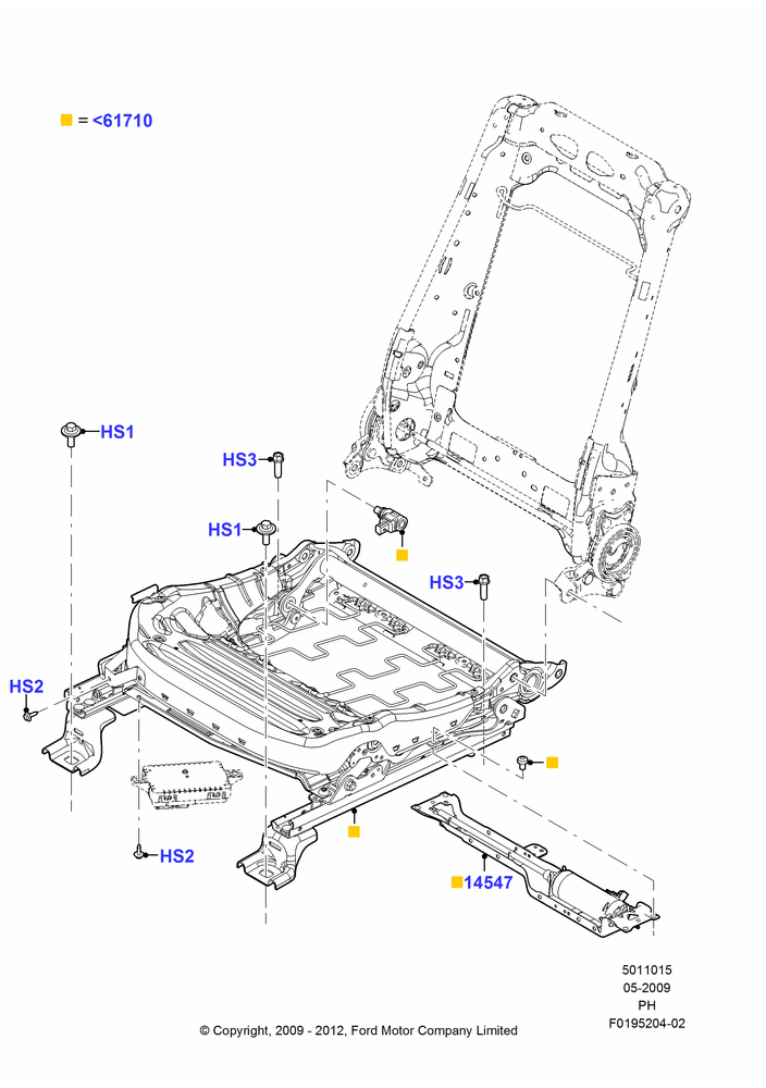 Схема Основание переднего сиденья, With Pass 6 Way Power Seat Adjuster; 15.06.2009–06.02.2012