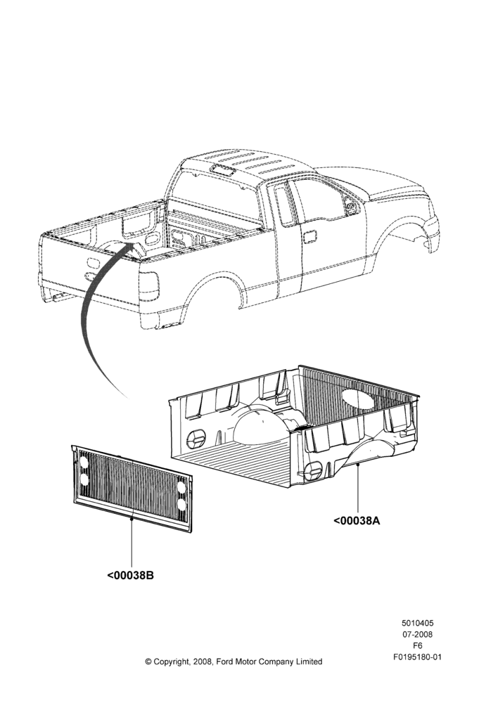 Схема Кузов пикапа и тент, Ford 150 Series, Accessory, Bed Liner/Tailgate Protector; 18.08.2008–23.12.2014