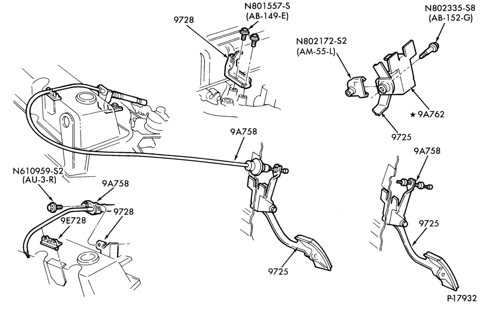 Схема 4 CYL. 2.3L (140 C.I.D.) HSC-Accelerator linkage- M/T