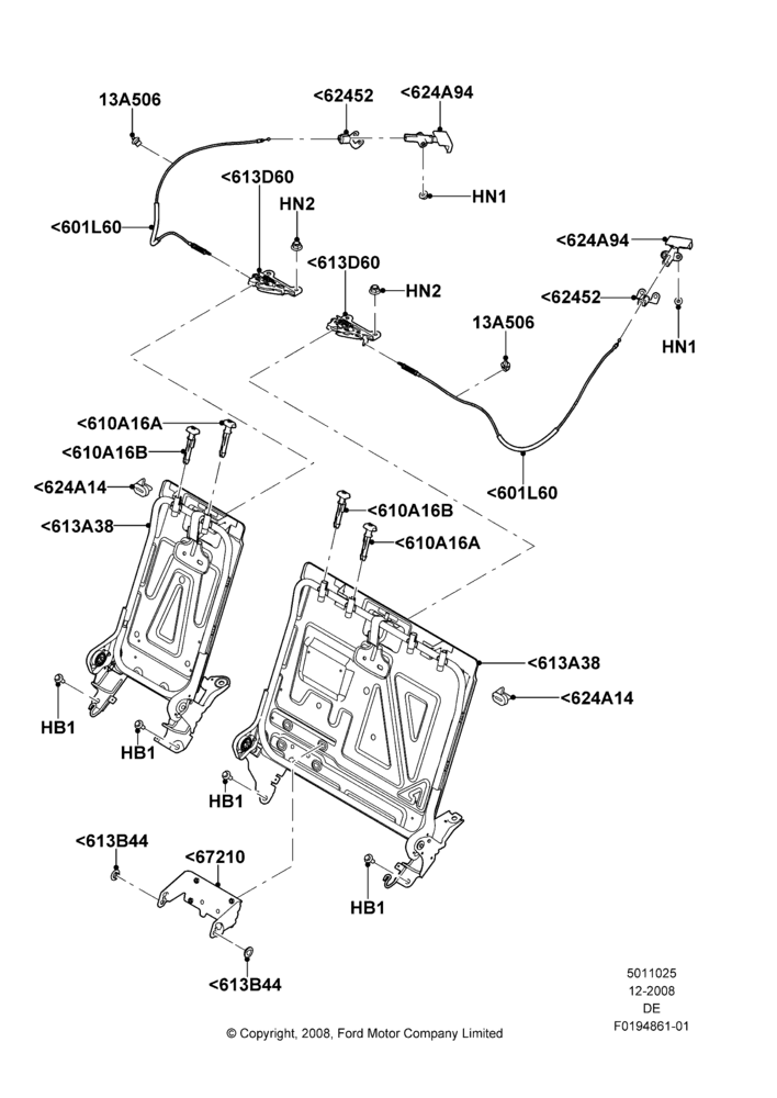 Схема Спинка заднего сиденья, 3.5L 4V DOHC VCT SMPI V6 Gas, Lincoln Division Derivative; 04.02.2009–26.07.2010