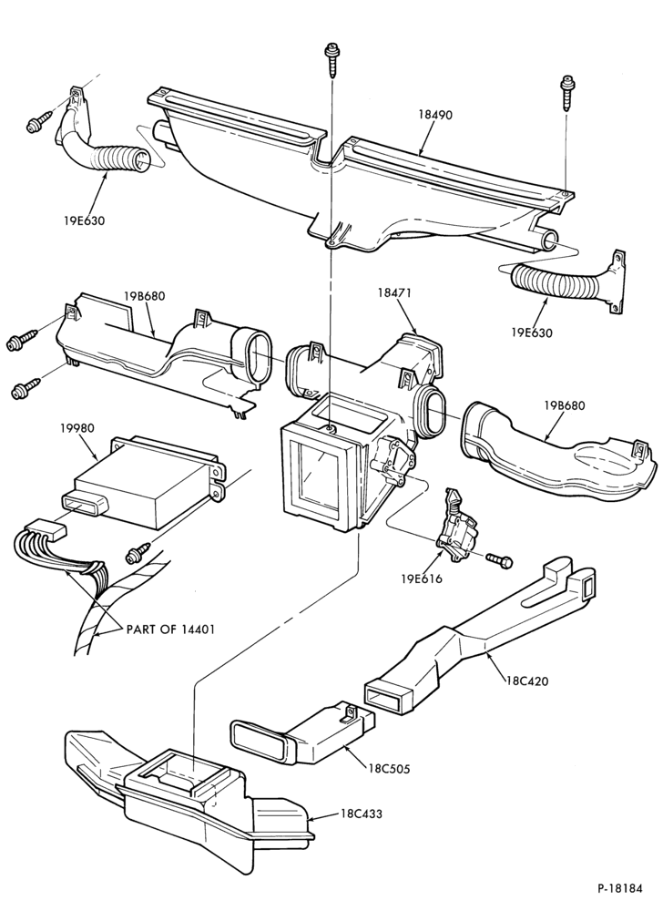 Схема AIR CONDITIONER-Heater- controls and ducts