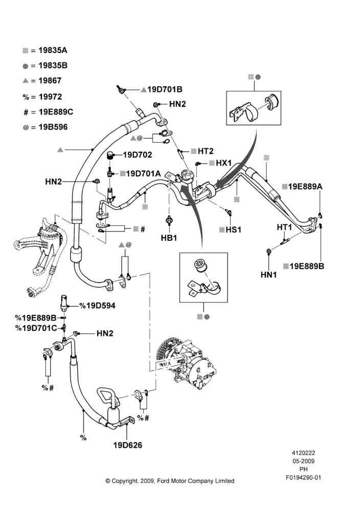 Схема Система кондиционирования, 3.5L 4V DOHC VCT SMPI V6 Gas; 15.06.2009–06.02.2012