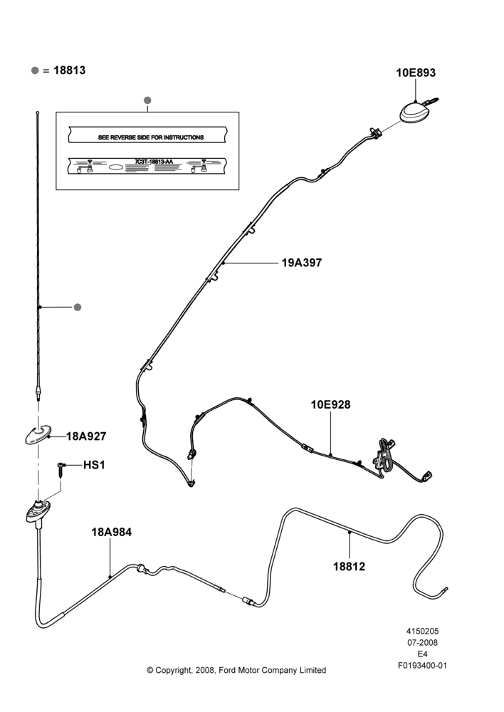 Схема Антенна, AM/FM Str/CD/Clk/Navig System; 18.08.2008–26.07.2010