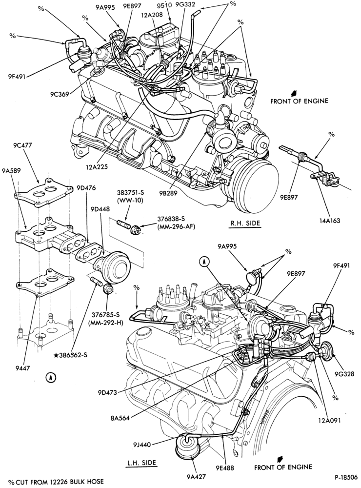 Схема 8 CYL. 5.0L (302 C.I.D.)-GAS-E150/250-exc. Calif.- U-8500# G.V.W.-exc. E.F.I.