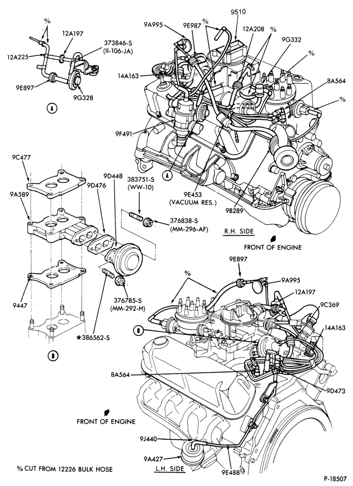 Схема 8 CYL. 5.0L (302 C.I.D.)-GAS-F150/250 and U150-exc. Calif.-under 8500# G.V.W.