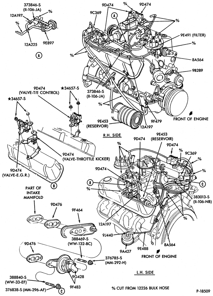 Схема 8 CYL. 5.0L (302 C.I.D.)-GAS-E150/250-Calif.-exc. E.F.I.