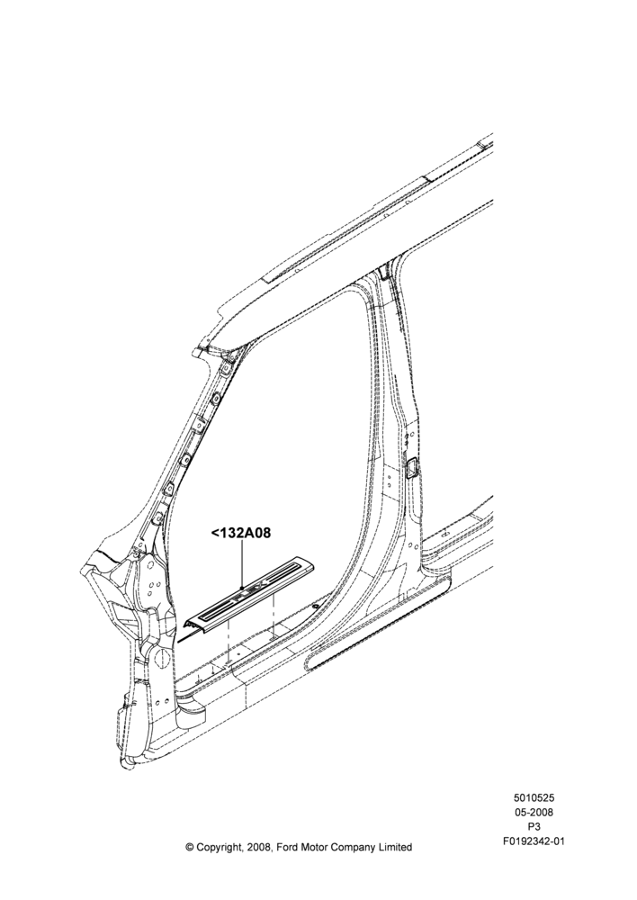 Схема Боковая отделка, Accessory, Backlit Scuff Plate; 02.05.2008–06.07.2009