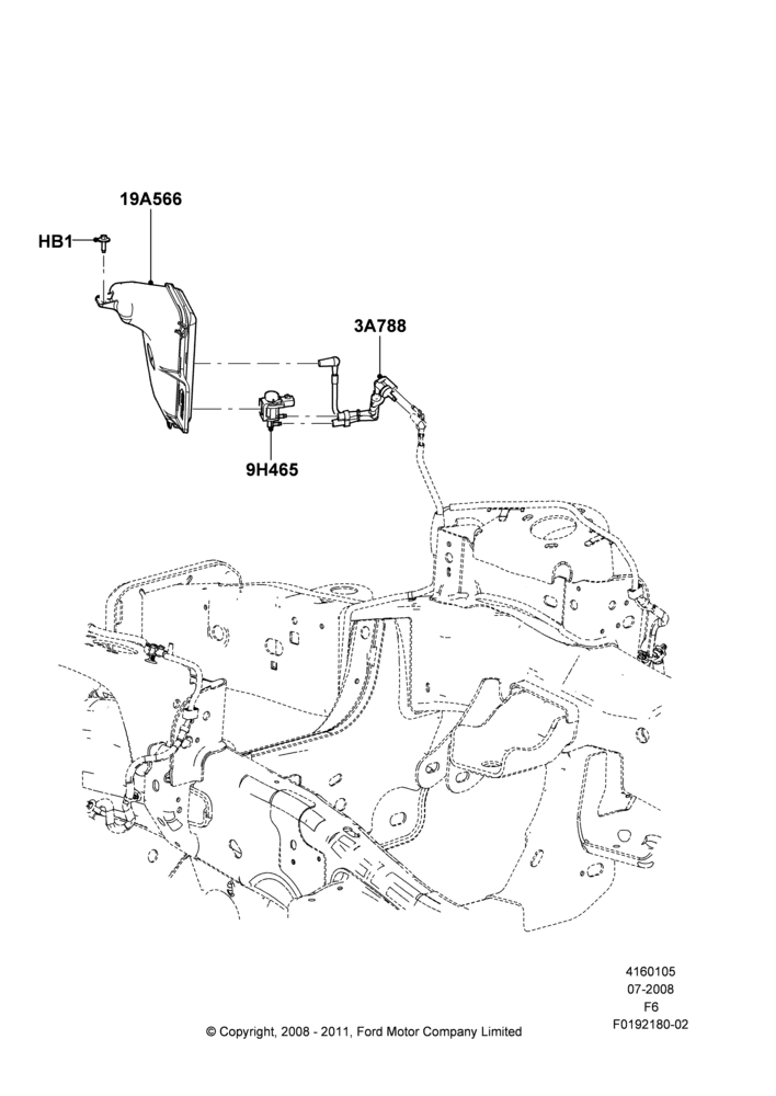 Схема Vacuum Lines, 4WD, All 8 Cylinder Gas Engines; 18.08.2008–06.07.2009