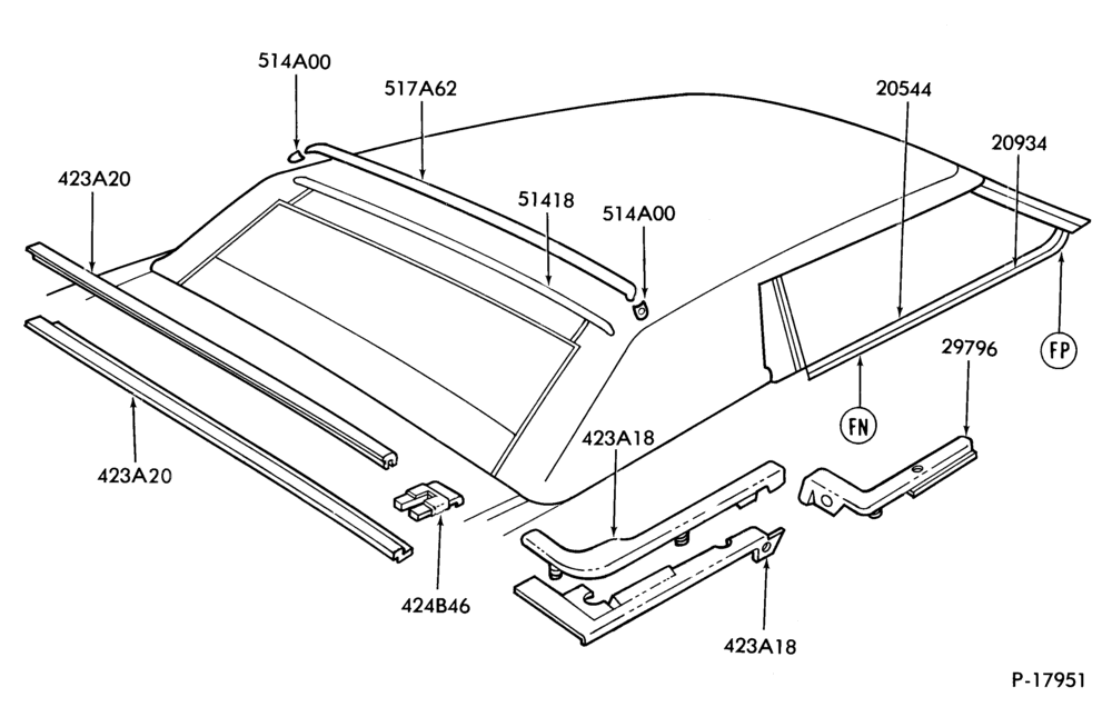Схема BODY TYPE 66 CONVERTIBLE ROOF AND BELT -