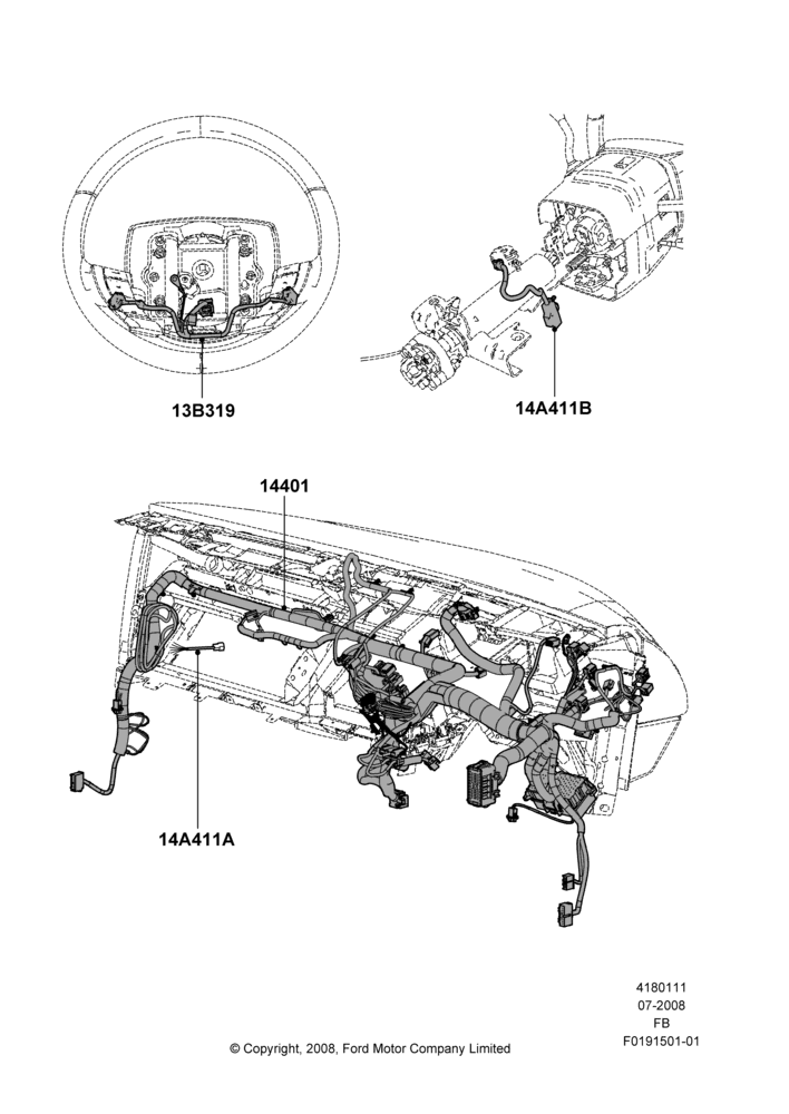 Схема Проводка панели и консоли, Manual Air Conditioning; 21.07.2008–26.09.2011