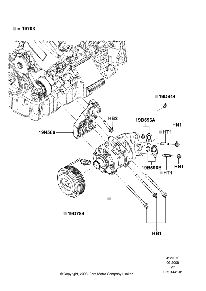 Схема Конденсатор и компрессор кондиционера, 3.0L 4V OHC V6 Duratec 230HP, Compressor Assy; 23.06.2008–29.04.2012