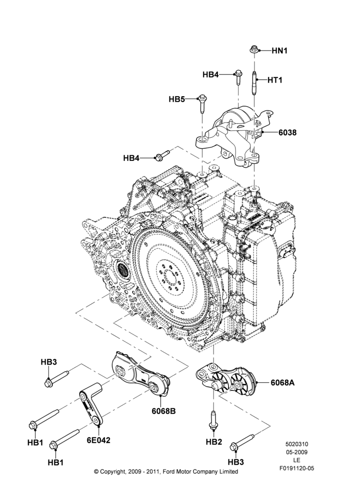 Схема Опоры КПП, 3.5L DOHC T/C V6 Gas; 15.06.2009–29.05.2016