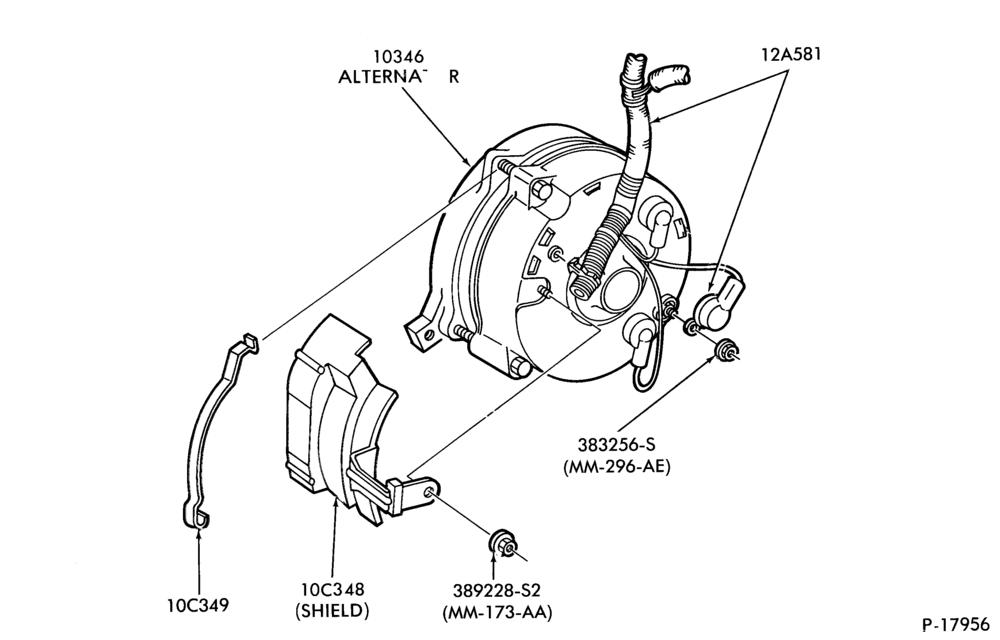 Схема Генератор, INSTRUMENT CLUSTER, BATTERY-Alternator air intake shroud and shield