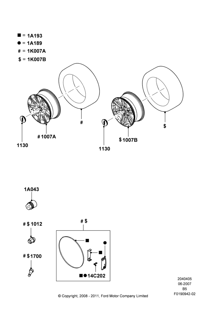 Схема Колёса, Accessory, Additional Parts May Be Required, Refer To The Installation Instructions Found Under Tech Specs At The Genuine Ford Accessory (GFA) Web Site, See Vehicle Restrictions And Modification Requirements, www.lincolnaccessories.com; 11.06.2007–16.08.2010