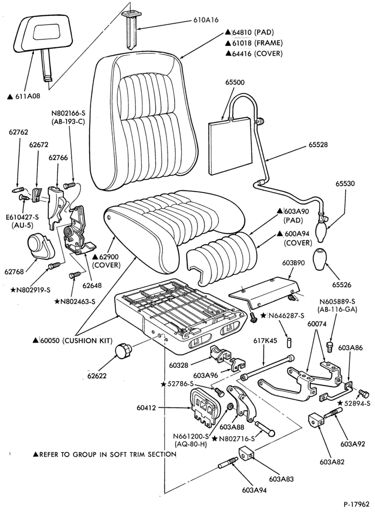 Схема SEATS AND SEAT BELTS-Front seat parts   - upper half- sport seat-Mustang SVO