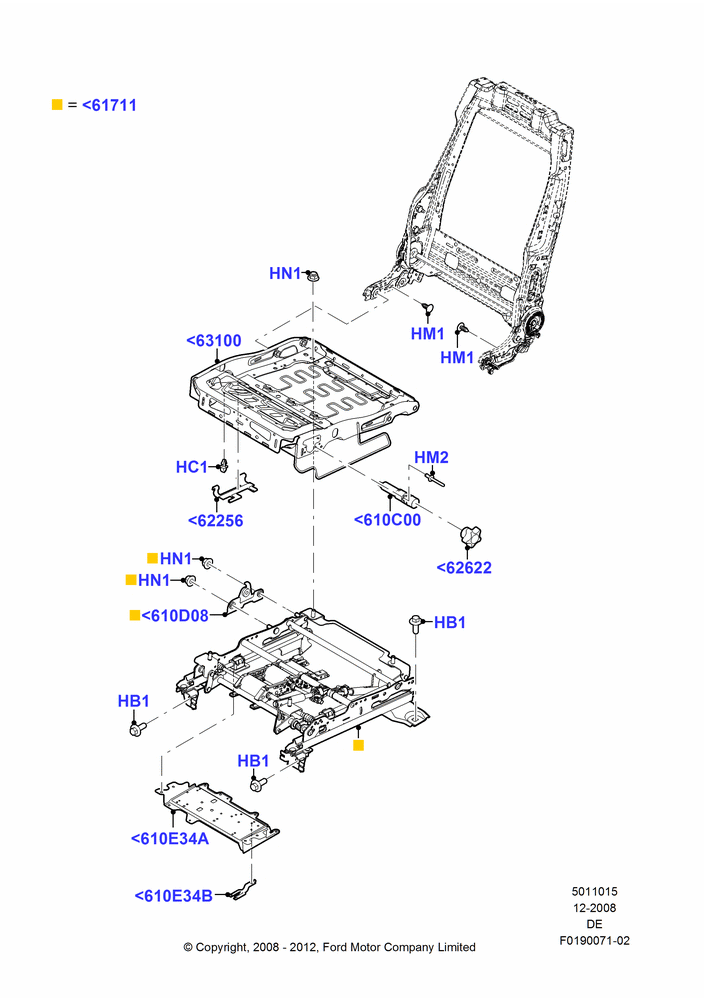 Схема Основание переднего сиденья, Mercury Division Derivative, With Driver 8 Way Pwr.Seat Adjuster; 04.02.2009–31.01.2011