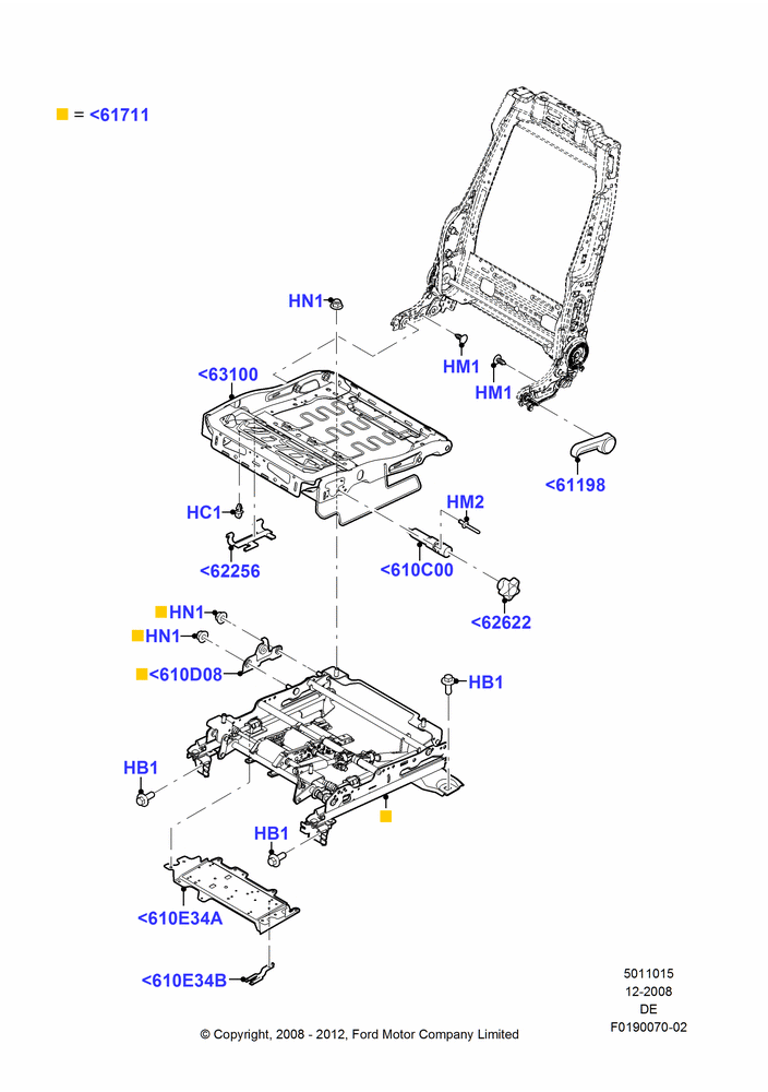 Схема Основание переднего сиденья, Mercury Division Derivative, With Driver 6 Way Pwr.Seat Adjuster; 04.02.2009–26.07.2010