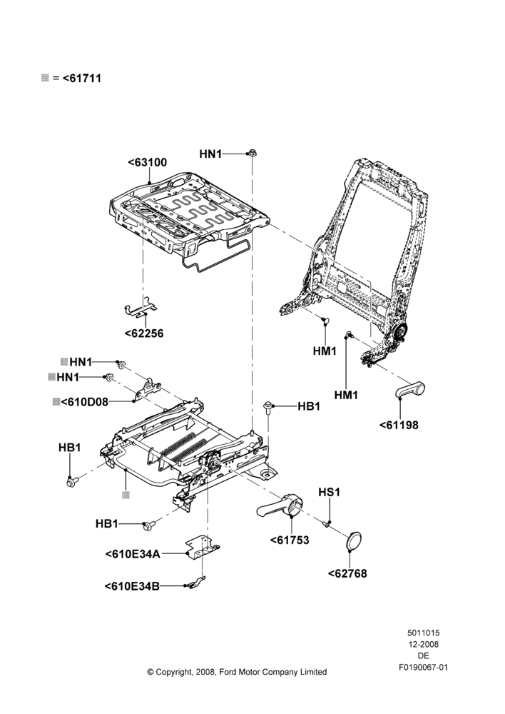 Схема Основание переднего сиденья, Ford Division Derivative, With Driver 4 Way Mnl.Seat Adjuster; 04.02.2009–29.07.2012