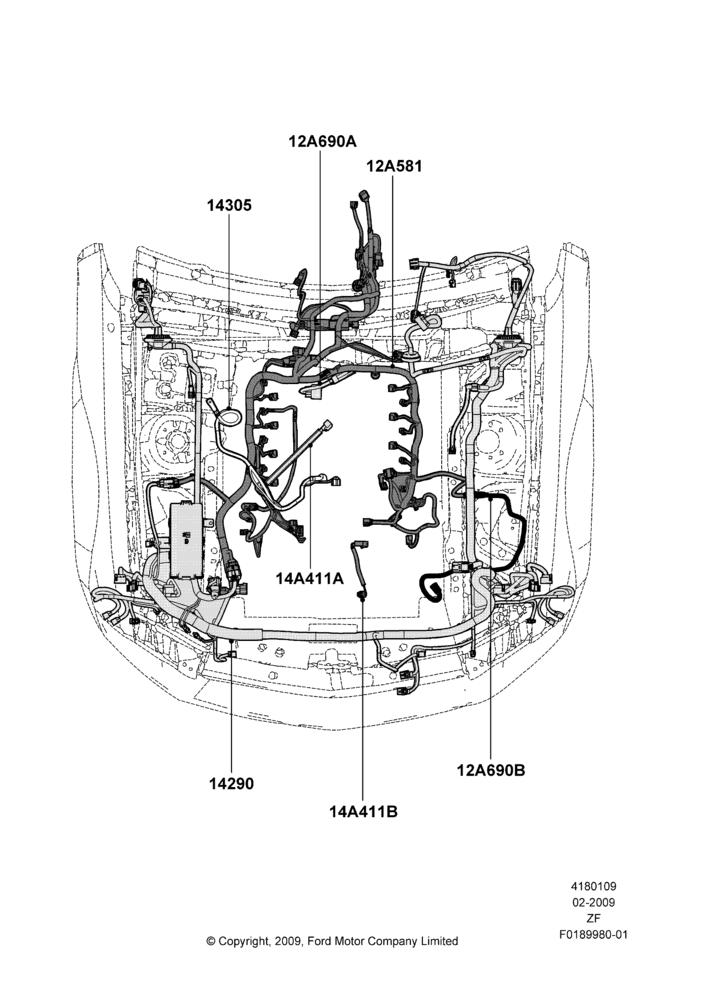 Схема Проводка двигателя и КПП, 4.6L 3v V8 SOHC EFI; 26.02.2009–22.03.2010