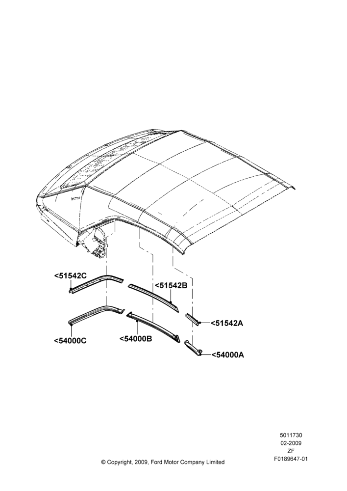 Схема Soft Top Seals, Convertible; 26.02.2009–27.06.2014