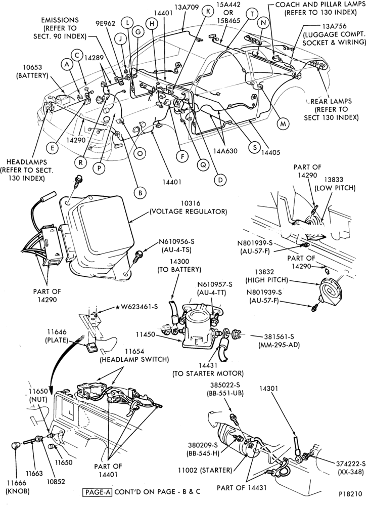 Схема ELECTRICAL SYSTEMS-Wiring system - exc. Turbo - Page A