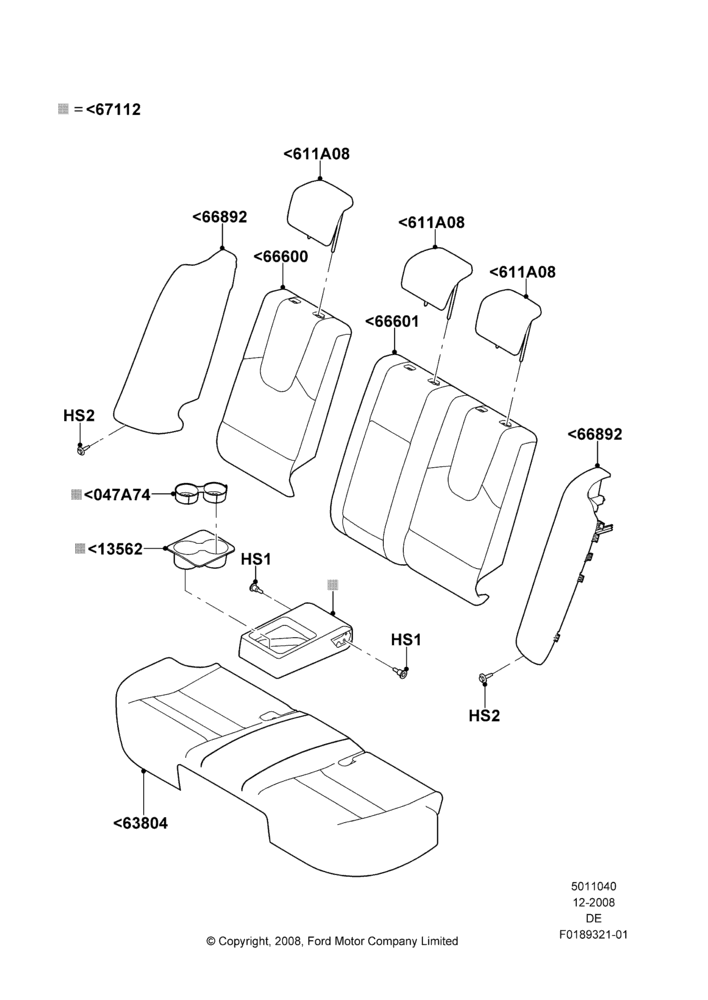 Схема Rear Seat Covers, Ford Division Derivative; 04.02.2009–26.07.2010