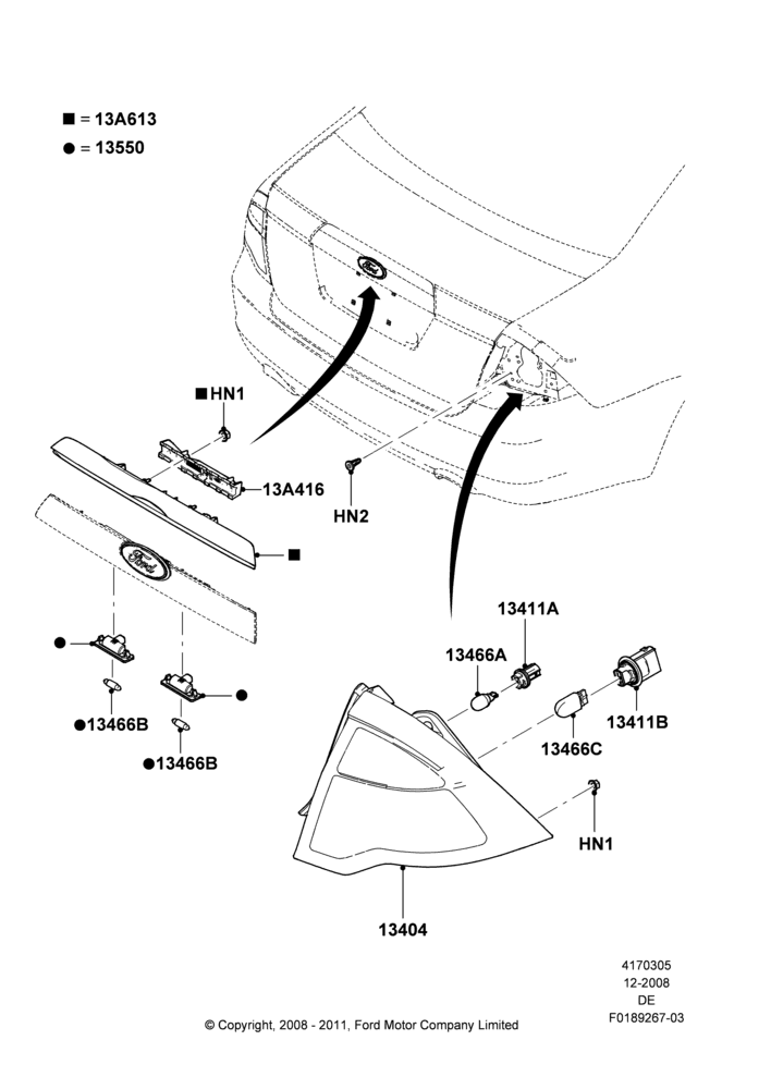 Схема Задние фонари, Ford Division Derivative; 04.02.2009–29.07.2012