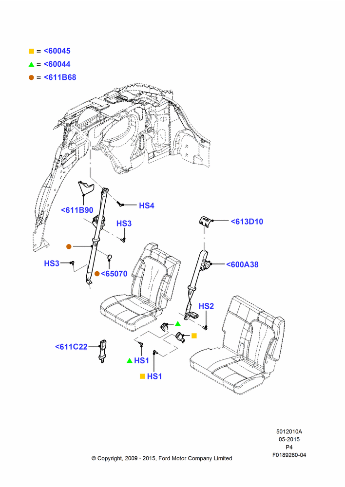 Схема Задние ремни безопасности, 2nd Row 60/40 (3 P) Folding Seat; 06.07.2009