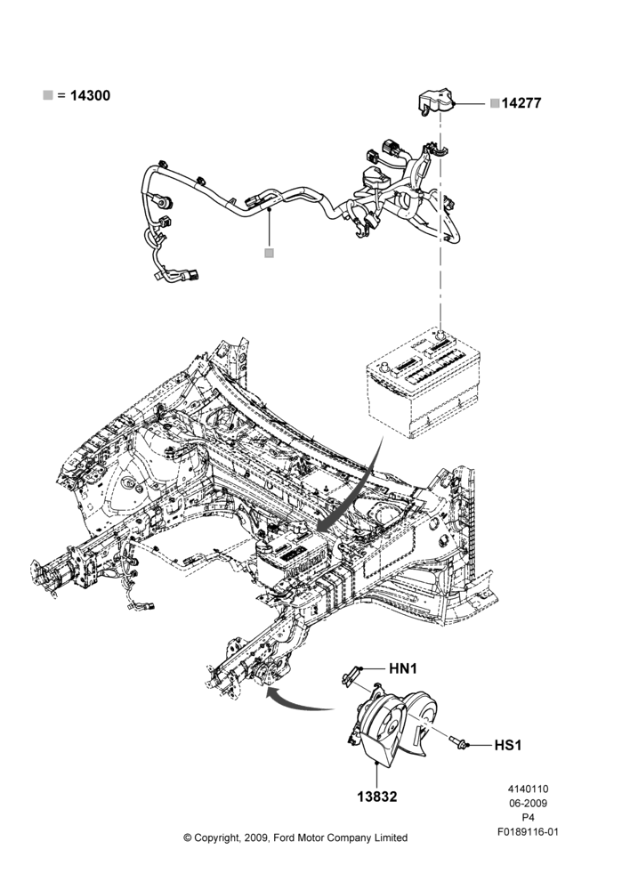 Схема Провода АКБ и звуковой сигнал, 3.5L DOHC T/C V6 Gas; 06.07.2009