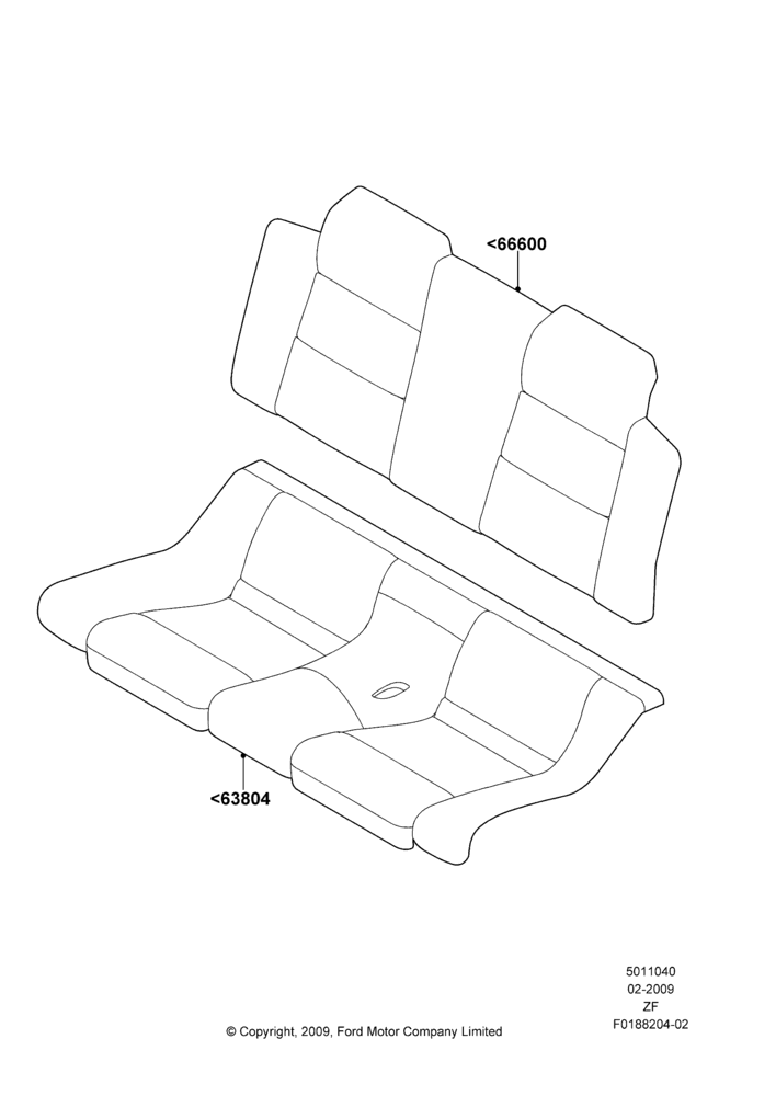 Схема Rear Seat Covers, Convertible; 26.02.2009–22.03.2010