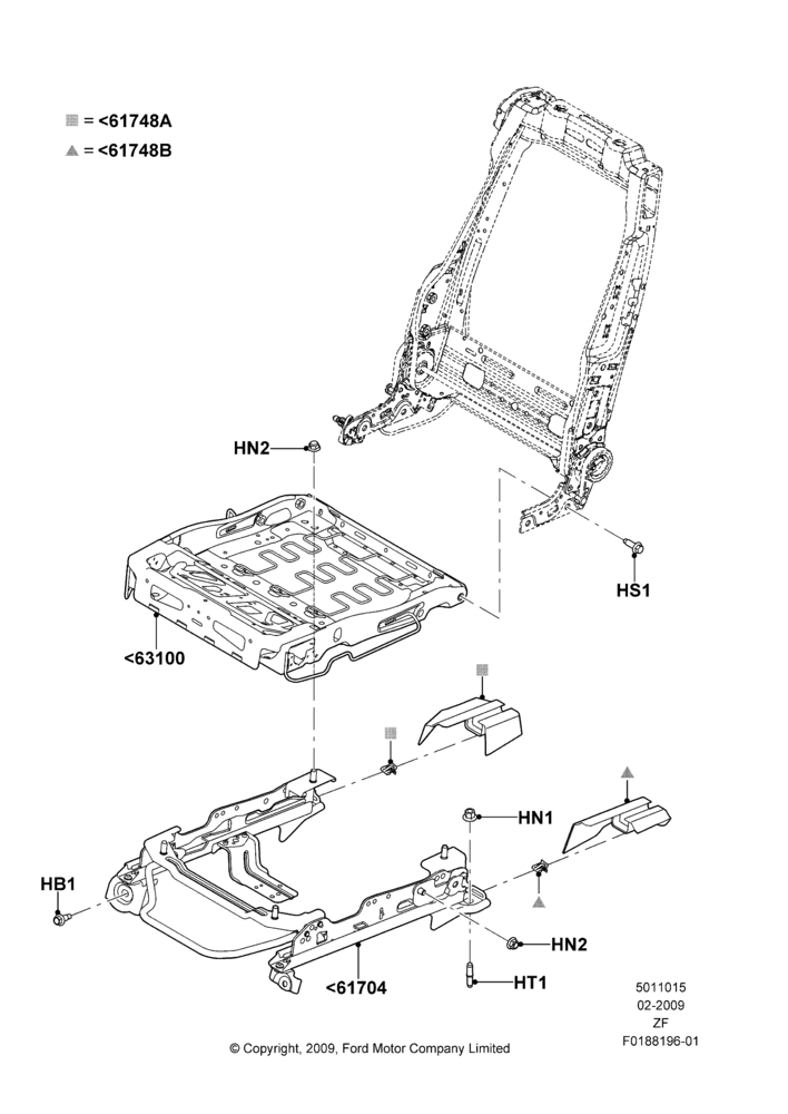 Схема Основание переднего сиденья, Sports Front Seat, With Pass. 2 Way Manual Seat Adjust, Passenger Seat; 26.02.2009–27.06.2014