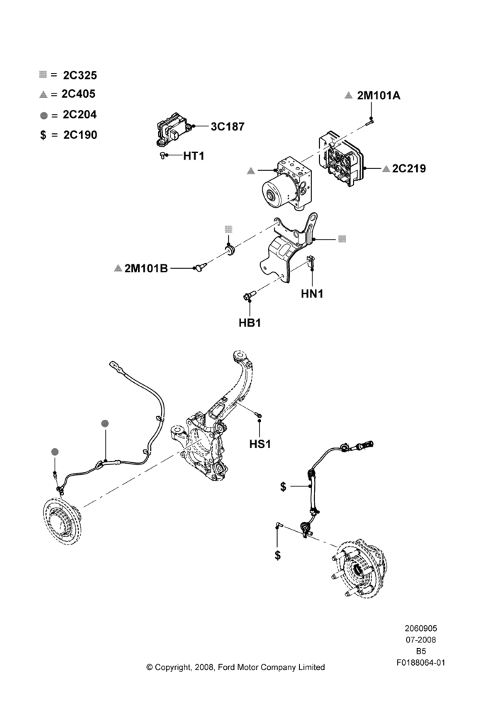 Схема Антиблокировочная система (ABS), With Roll Stability Control; 15.09.2008–16.08.2010