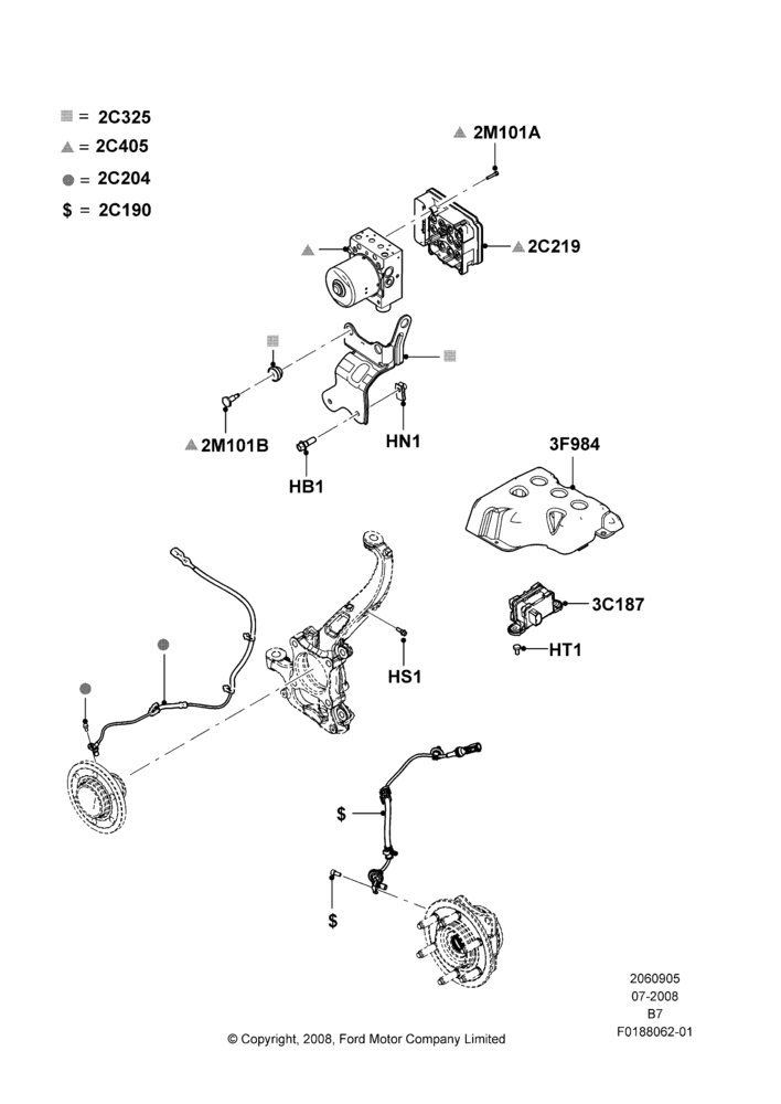 Схема Антиблокировочная система (ABS), With Roll Stability Control; 15.09.2008–16.08.2010
