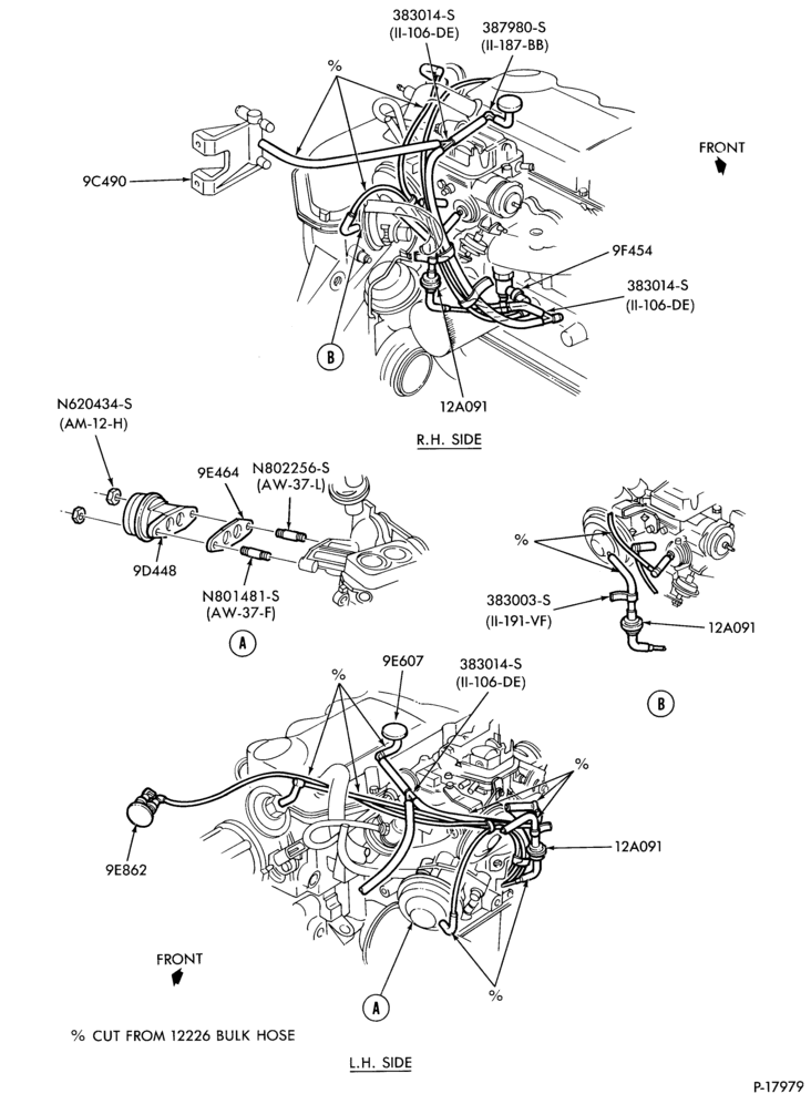 Схема 4 CYL. 1.6L (98 C.I.D.)-recirculation (E.G.R.) - tube installation  - Std.  - H.O. - ATX- Can.
