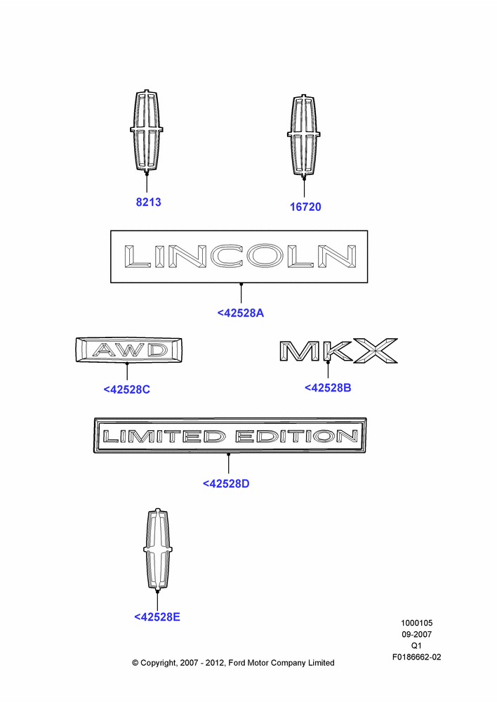 Схема Шильдики, Lincoln/Mercury Series; 17.09.2007–12.07.2010