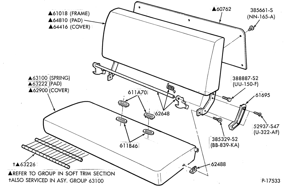 Схема SEATS-Rear seat parts - upper half-F350(Crew Cab)
