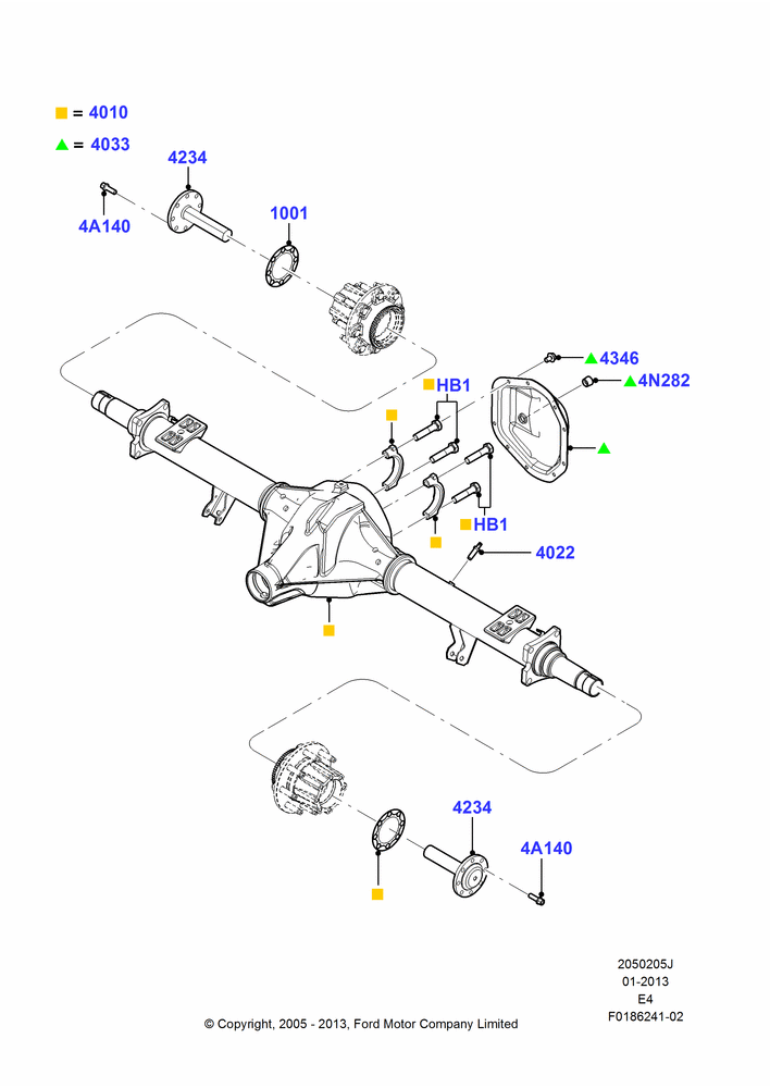 Схема Задний мост, 6340 LB(2876 KG) Rear Axle Asy, Ford 350 Series, Traction Control with Advance Trac; 18.04.2005–18.08.2008