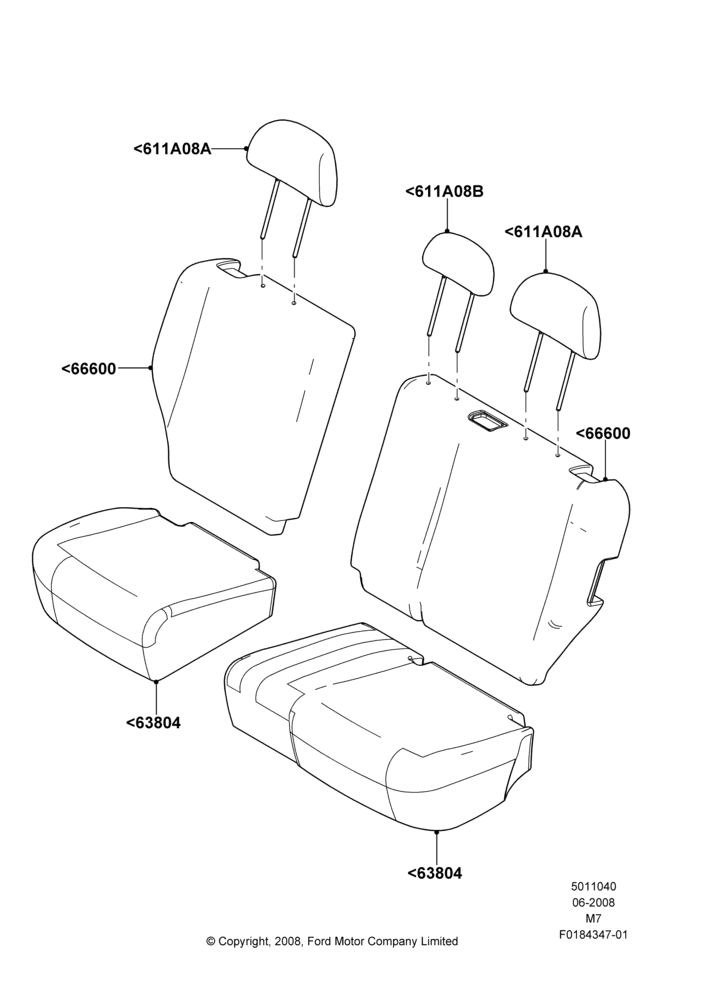 Схема Rear Seat Covers, Lincoln/Mercury Series; 23.06.2008–27.07.2009