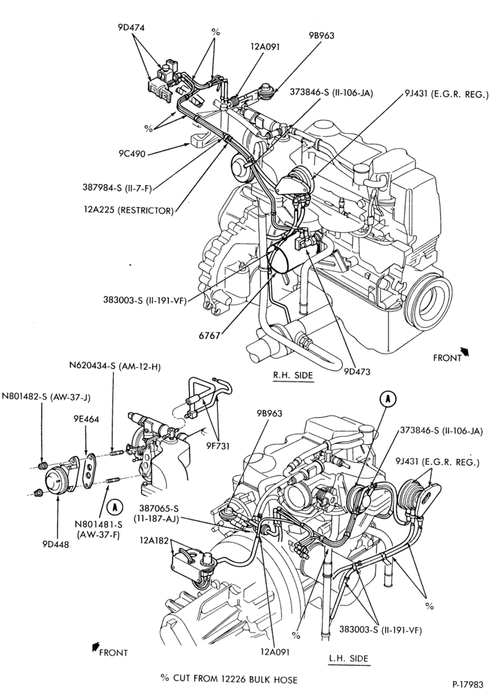Схема 4 CYL. 1.6L (98 C.I.D.)-recirculation (E.G.R.) - tube installation - E.F.I.