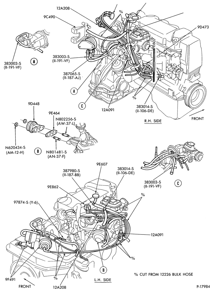 Схема 4 CYL. 1.6L (98 C.I.D.)-recirculation (E.G.R.) - tube installation - Std. - ATX - exc. Can.