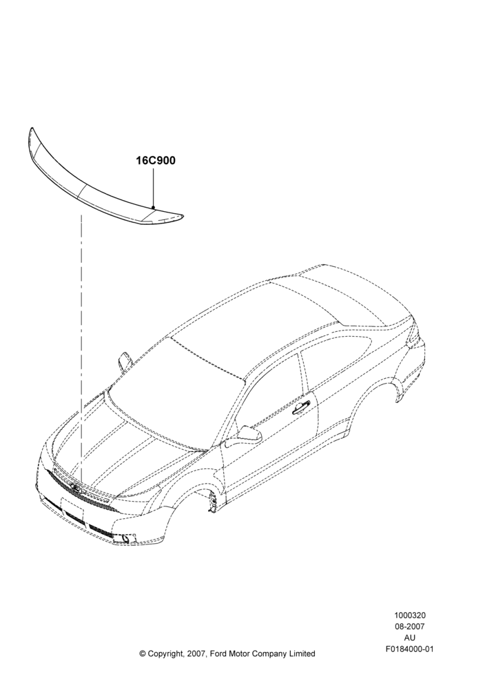 Схема Декор кузова — перед, Accessory, Hood Air Deflector; 27.08.2007–07.12.2010