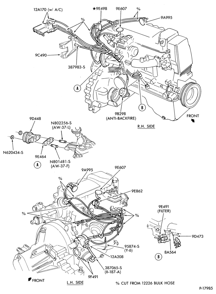 Схема 4 CYL. 1.6L (98 C.I.D.)-recirculation (E.G.R.) - tube installation  - Std. - ATX- MTX - exc. Can.