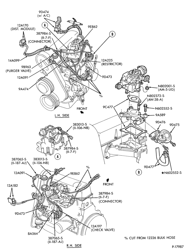 Схема 4 CYL. 2.3L (140 C.I.D.)-recirculation (E.G.R.)- Canada - exc. pulse air